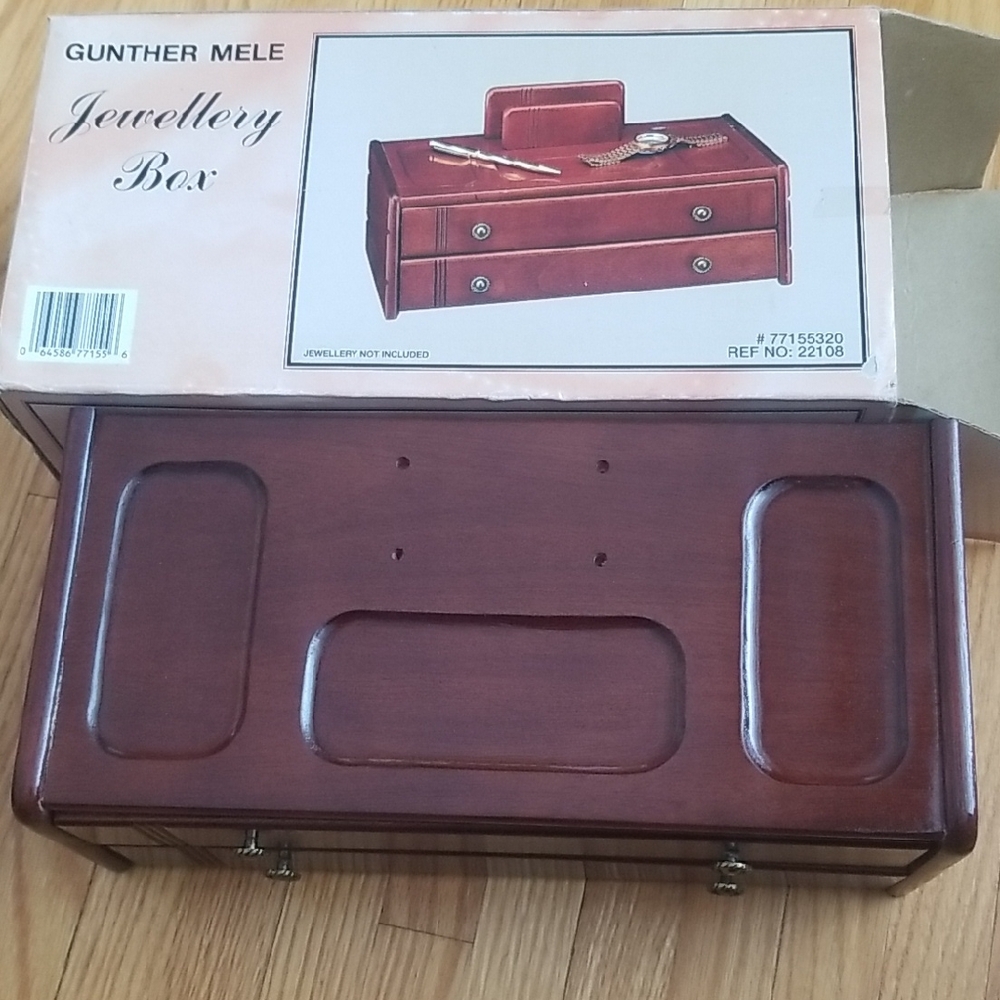 Gunther MELE Dark Walnut Jewellery Box new In Box.  Wallet Holder Still Wrapped